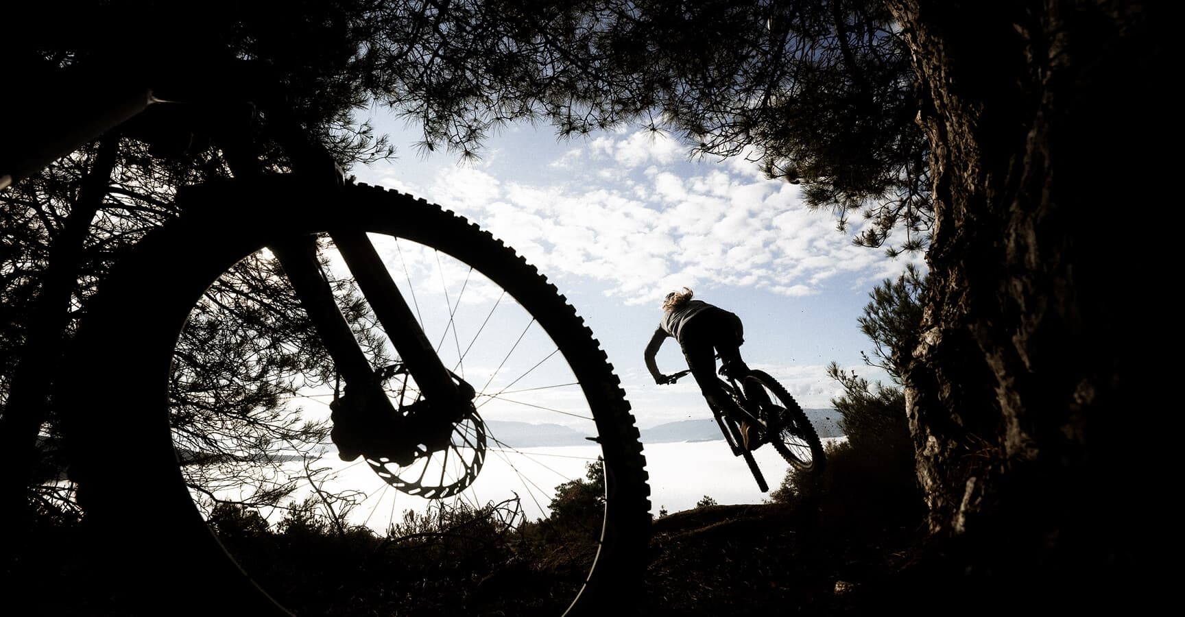 Ciclista em trilha de mountain bike
